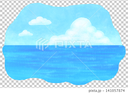海と入道雲のイラスト 夏イメージ 海と入道雲のイラスト 夏イメージ 141057874