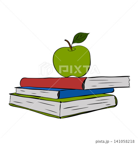 happy teachers day, school apple book School composition colored hand drawn illustration. Vector graphic line ink art. Perfect for kids designs, prints, cards and education themes. happy teachers day, school apple book School composition colored hand drawn illustration. Vector graphic line ink art. Perfect for kids designs, prints, cards and education themes. 141058218