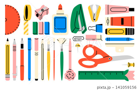 School supplies and office stationery vector set School supplies and office stationery vector set 141059156