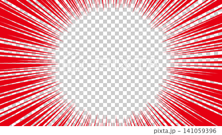 Red speed lines, manga-style effect lines background material 141059396