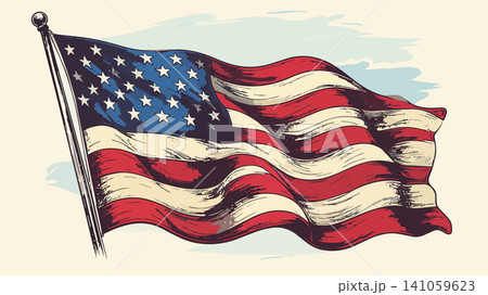American flag waving depicting patriotism and freedom American flag waving depicting patriotism and freedom 141059623