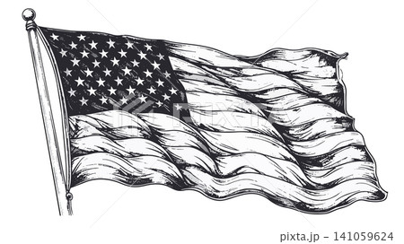 American flag waving, usa patriotism drawing American flag waving, usa patriotism drawing 141059624
