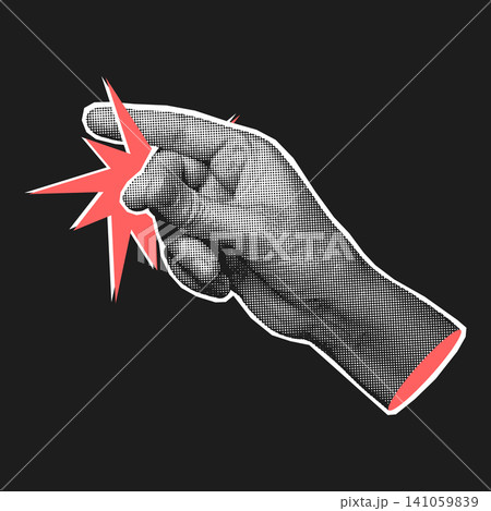Halftone Hand Snapping Fingers Click Gesture Illustration Halftone Hand Snapping Fingers Click Gesture Illustration 141059839
