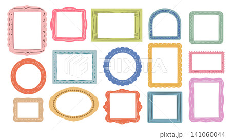 Set of hand drawn kid photo frame. Set of hand drawn kid photo frame. 141060044