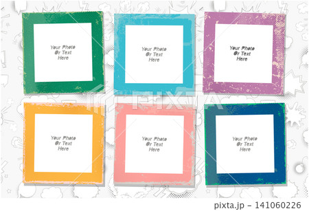 Cartoon kid art styles vector photo frame for collage. Cartoon kid art styles vector photo frame for collage. 141060226
