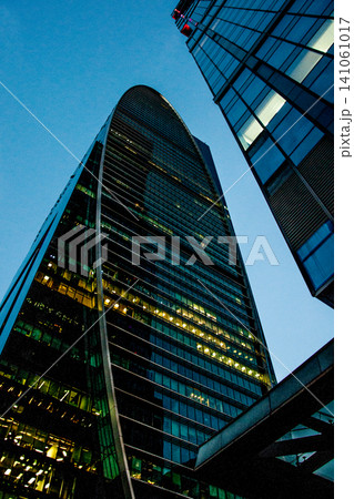 Glass tall multi-storey buildings skyscrapers Moscow City in center downtown Glass tall multi-storey buildings skyscrapers Moscow City in center downtown 141061017
