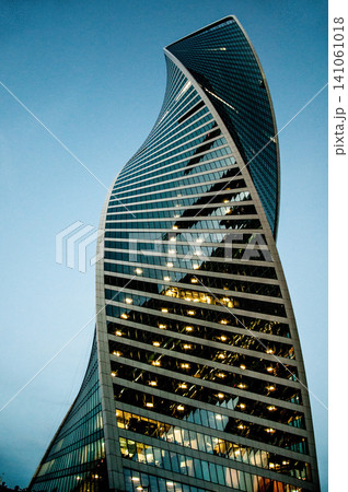 Glass tall multi-storey buildings skyscrapers Moscow City in center downtown Glass tall multi-storey buildings skyscrapers Moscow City in center downtown 141061018