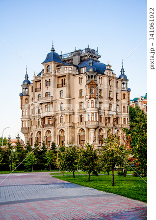 Modern multi-storey city residential apartment house, exterior building outdoor 141061022