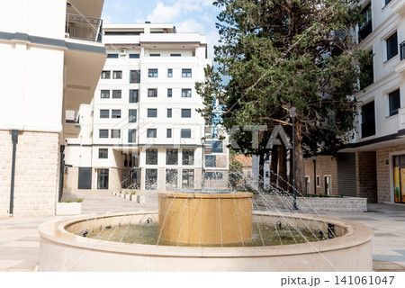 Multi storey residential building suburb city, house background sunny summer day 141061047