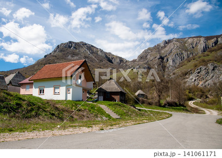 Small residential house cottage suburbs neighborhood country Kolasin, Montenegro Small residential house cottage suburbs neighborhood country Kolasin, Montenegro 141061171