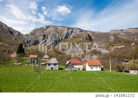 Small residential house cottage suburbs neighborhood country Kolasin, Montenegro Small residential house cottage suburbs neighborhood country Kolasin, Montenegro 141061172