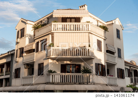 Modern multi-storey city residential apartment house, exterior building outdoor 141061174