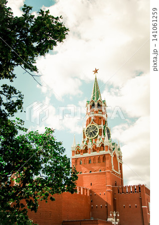 Moscow, Russia, Red Brick Kremlin fortress fortification bastion Moscow, Russia, Red Brick Kremlin fortress fortification bastion 141061259