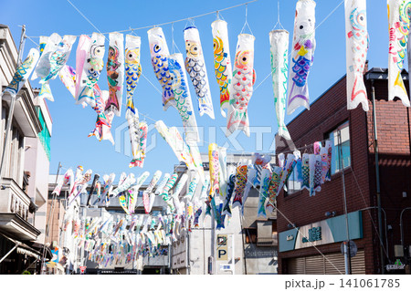 【小江戸川越】早朝の大正浪漫夢通りと泳ぐこいのぼり 【小江戸川越】早朝の大正浪漫夢通りと泳ぐこいのぼり 141061785