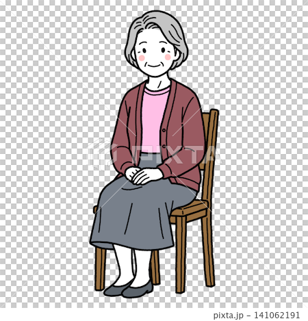 Elderly woman sitting on a chair Elderly woman sitting on a chair 141062191