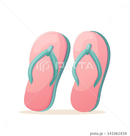 Pink flipflops for a summer holiday on the beach 141062839