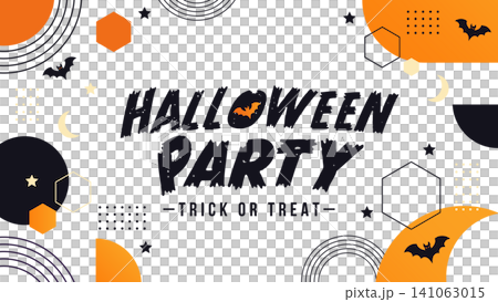 ハロウィンパーティー背景 コウモリと月のバナー トリックオアトリート 16:9 ハロウィンパーティー背景 コウモリと月のバナー トリックオアトリート 16:9 141063015