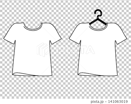 Simple T-shirt illustration fluttering in the wind_with/without hanger_line drawing Simple T-shirt illustration fluttering in the wind_with/without hanger_line drawing 141063019