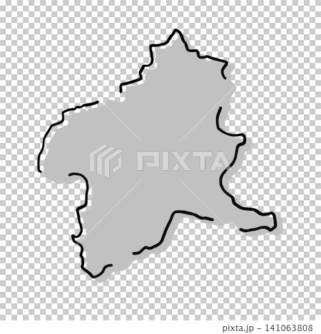 Silhouette illustration of a map of Gunma Prefecture | Gray, hand-drawn style, line art Silhouette illustration of a map of Gunma Prefecture | Gray, hand-drawn style, line art 141063808