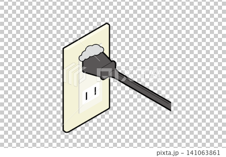 Isometric power plug (with main wire) has accumulated dust. Isometric power plug (with main wire) has accumulated dust. 141063861