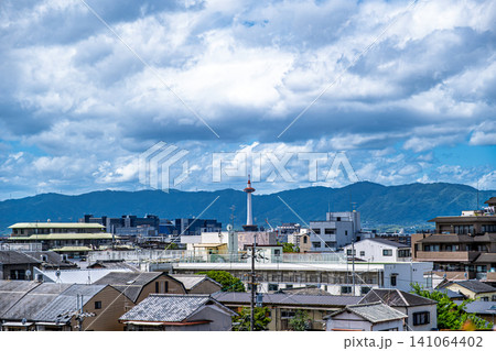 【#京都】京都タワーと市街地を望む青空の風景 【#京都】京都タワーと市街地を望む青空の風景 141064402