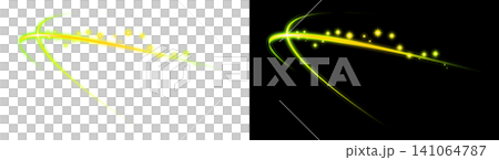 Shining yellow-green light swoosh and star transparent background decorative light material Shining yellow-green light swoosh and star transparent background decorative light material 141064787