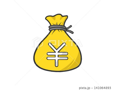 お金(マネー)を表す円マークの付いた袋のイラスト 141064893