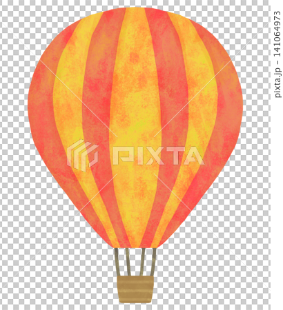 Illustration of a striped hot air balloon in warm colors Illustration of a striped hot air balloon in warm colors 141064973