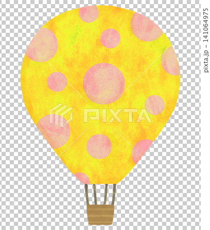 水玉模様の気球のイラスト ピンク 黄色 水玉模様の気球のイラスト ピンク 黄色 141064975