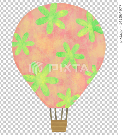 花柄の気球のイラスト 黄緑 ピンク 花柄の気球のイラスト 黄緑 ピンク 141064977