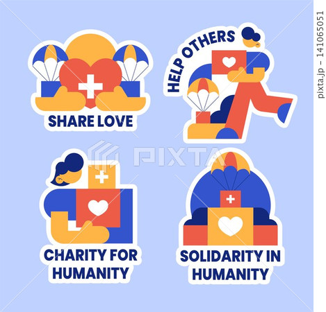 World Humanitarian Day Social Media Label Flat Cartoon Hand Drawn Illustration World Humanitarian Day Social Media Label Flat Cartoon Hand Drawn Illustration 141065051