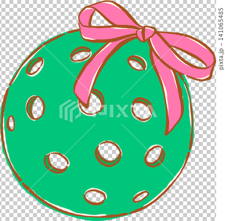 Girly Coquette Pickleball Hand Drawn, Green Ball with Pink Bow Whimsical Sketchy Retro Vintage Sport 141065485