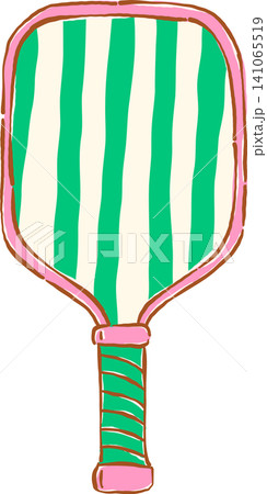 Girly Green Striped Pickleball Paddle  Hand Drawn Whimsical Sketchy Retro Vintage Sport 141065519