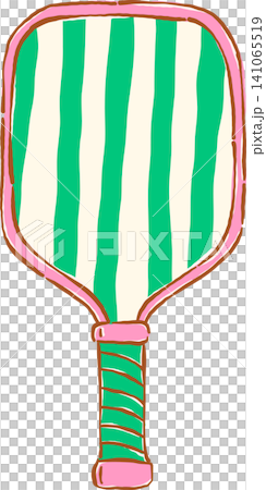 Girly Green Striped Pickleball Paddle  Hand Drawn Whimsical Sketchy Retro Vintage Sport 141065519