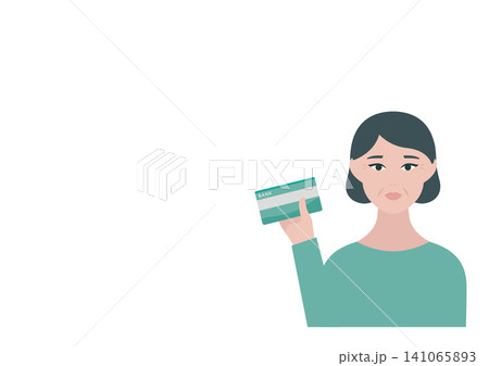 通帳を持つ中年女性のベクターイラスト素材 通帳を持つ中年女性のベクターイラスト素材 141065893