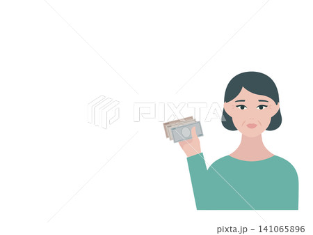現金で支払う中年女性のベクターイラスト素材 現金で支払う中年女性のベクターイラスト素材 141065896