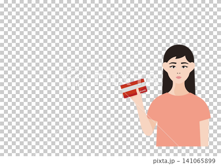 クレジットカードを持つ女性のベクターイラスト素材 クレジットカードを持つ女性のベクターイラスト素材 141065899