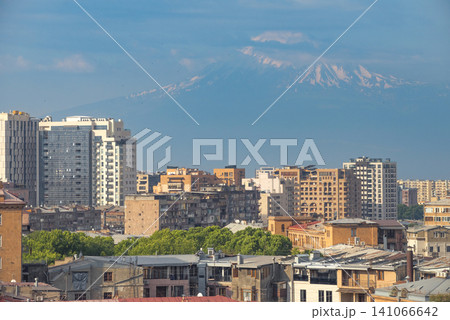Yerevan cityscape panorama with majestic mount Ararat on background with copy space Yerevan cityscape panorama with majestic mount Ararat on background with copy space 141066642