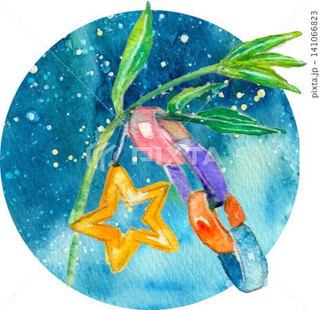 七夕飾りの水彩イラスト 七夕飾りの水彩イラスト 141066823