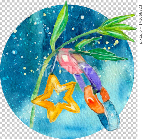 七夕飾りの水彩イラスト 七夕飾りの水彩イラスト 141066823