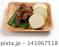 Healthy snack with cucumber, brown bread, and spread 141067518