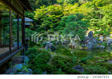 滋賀県 米原市 青岸寺庭園 雨上がりに現れる池泉庭園 滋賀県 米原市 青岸寺庭園 雨上がりに現れる池泉庭園 141067833
