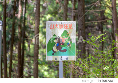 レトロな山火事注意の看板 レトロな山火事注意の看板 141067881