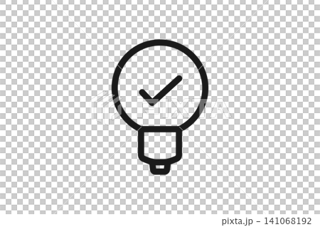 電球とチェックマークの線画アイコン ひらめき 成功 承認 アイデア シンプルベクター 電球とチェックマークの線画アイコン ひらめき 成功 承認 アイデア シンプルベクター 141068192