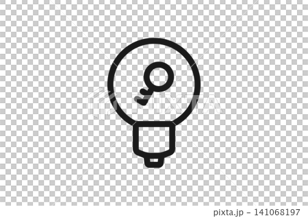 Light bulb and key line art icon. Inspiration, problem solving, security, ideas, simple vector. Light bulb and key line art icon. Inspiration, problem solving, security, ideas, simple vector. 141068197