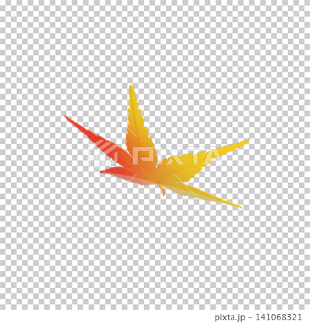 透明背景上的紅色和黃色漸層秋葉 透明背景上的紅色和黃色漸層秋葉 141068321