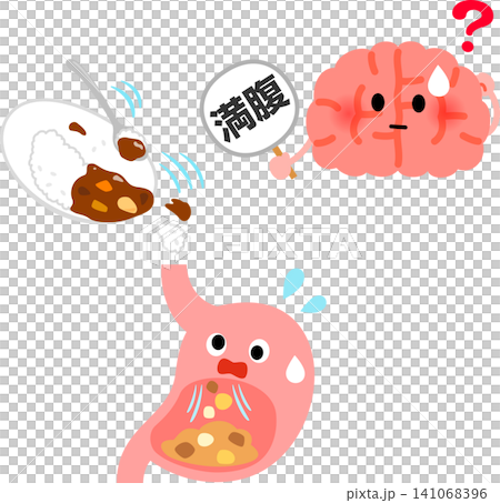 Characters representing the stomach and brain during a speed-eating session Characters representing the stomach and brain during a speed-eating session 141068396