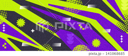 Modern Abstract Sport Background In Vibrant Purple And Lime Green with Geometric Shapes and Texture Effects Modern Abstract Sport Background In Vibrant Purple And Lime Green with Geometric Shapes and Texture Effects 141068685