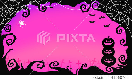 ジャックオランタンと夕暮れのハロウィン背景イラスト ジャックオランタンと夕暮れのハロウィン背景イラスト 141068703