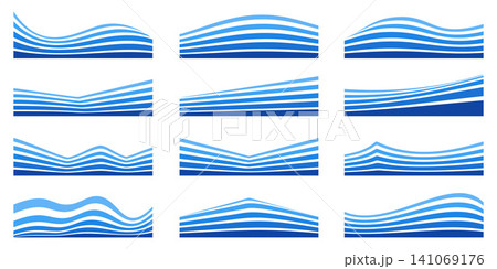 Elegant curved divider with fluid geometric lines for corporate layouts. Minimalist template perfect for separating content sections, creating dynamic visual breaks in presentations. Vector 141069176